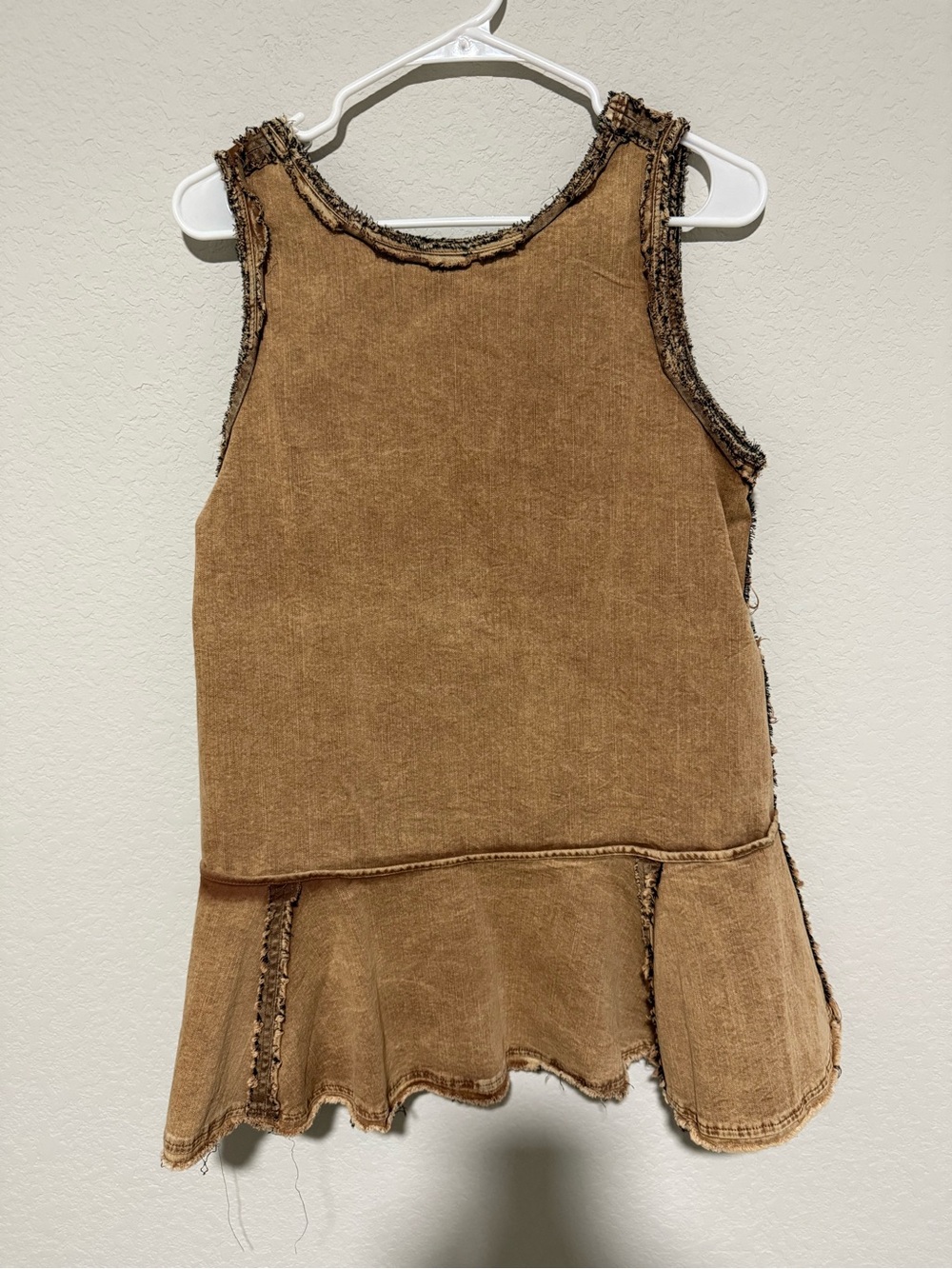 Amazon Brown Tank Top with Ruffle Hem - Picture 2 of 6